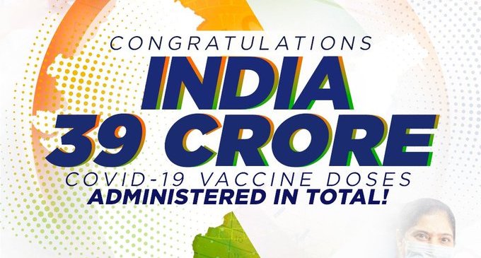 India’s Covid vaccination coverage crosses 39-cr