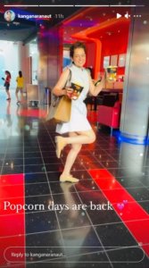 Kangana enjoys 'popcorn days' with 'Dhaakad' team as she watches 'Black Widow'