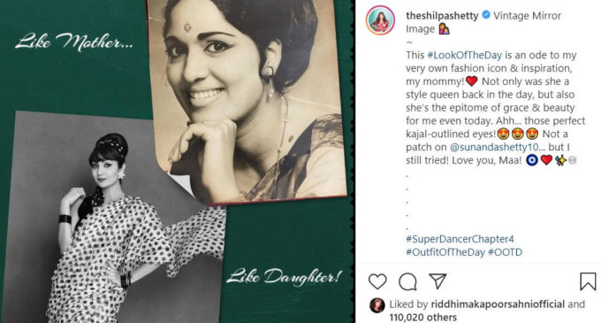 Shilpa Shetty sports retro look, pays tribute to ‘her fashion icon’ mother Sunanda Shetty