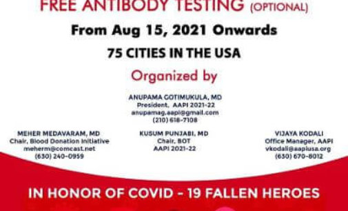 Celebrating India Day, AAPI launches Blood Donation & Bone Marrow Drive in 75 cities