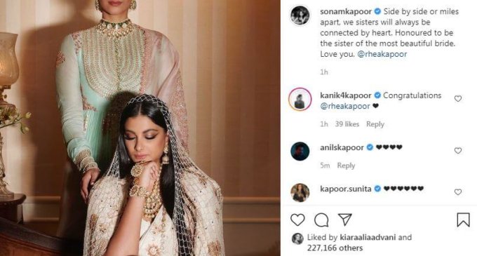 Sonam Kapoor drops beautiful picture with newly married sister Rhea Kapoor