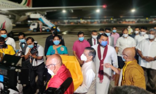 Sri Lankan relics, Mahasangha depart on inaugural flight to Kushinagar