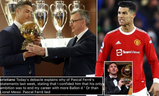 Ronaldo slams Ballon d’Or chief over Messi ‘lie’