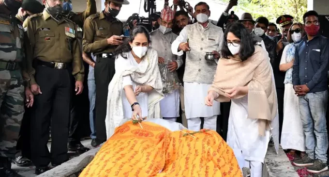 Daughters of Gen Bipin Rawat collect ashes of parents, to immerse them in Haridwar