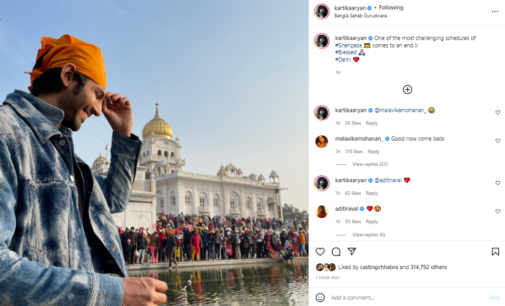 Kartik Aaryan visits Gurudwara Bangla Sahib after finishing ‘challenging’ schedule of ‘Shehzada’