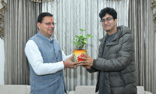 Lyricist Prasoon Joshi meets Uttarakhand CM Pushkar Singh Dhami
