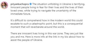 Situation unfolding in Ukraine is terrifying Priyanka Chopra