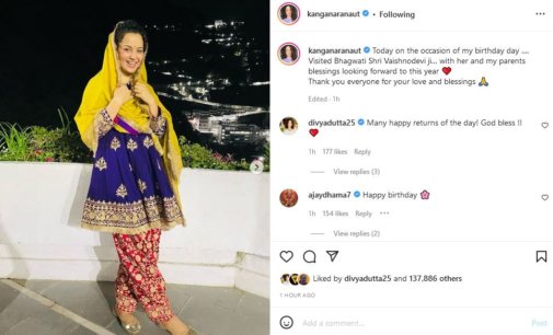 Kangana Ranaut seeks blessings at Vaishno Devi Temple on her 35th birthday