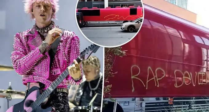 Machine Gun Kelly’s tour bus vandalized with homophobic slur