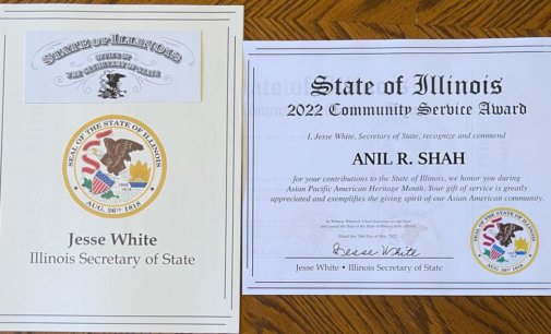 Anil R Shah recognized by Il. State Govt