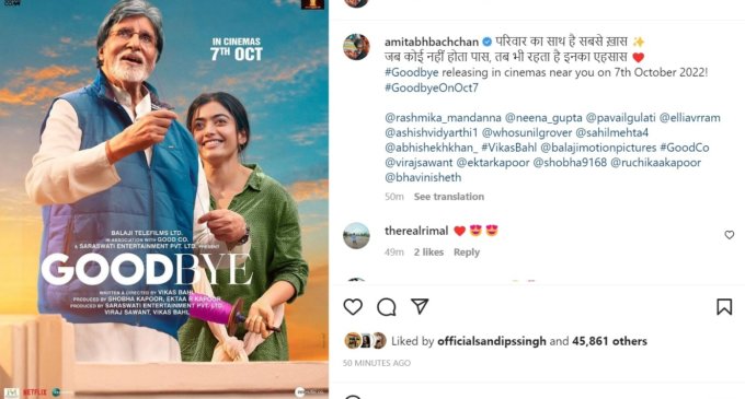 ‘Goodbye’: Rashmika Mandanna shares her experience of working with Amitabh Bachchan